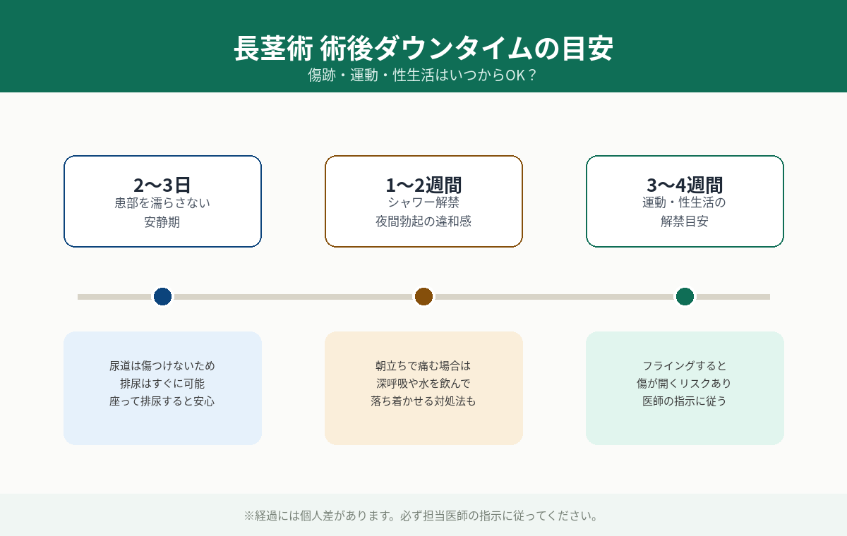 術後ダウンタイムのタイムライン図