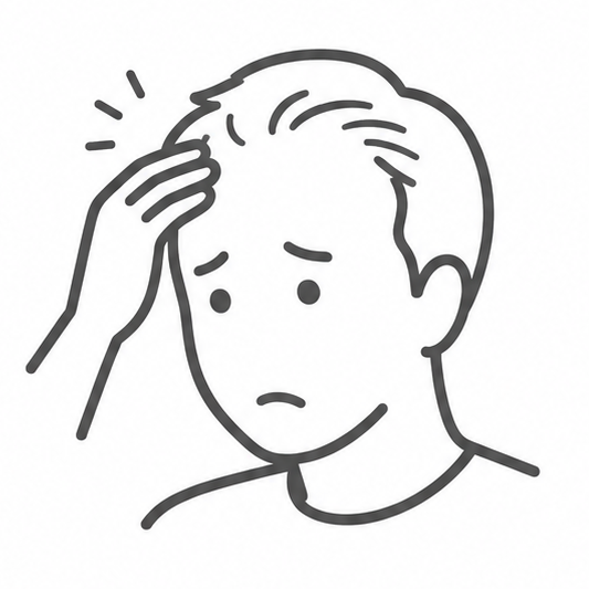 生え際を気にする男性のイラスト